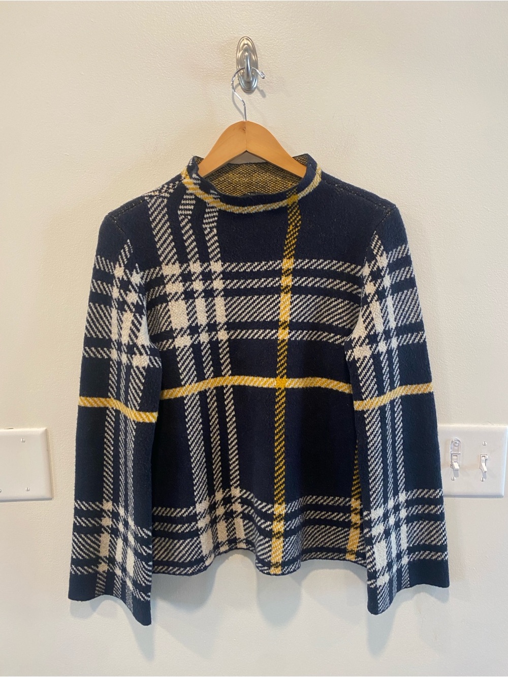 Ann Taylor rolled neck plaid sweater women’s size small old money preppy classic